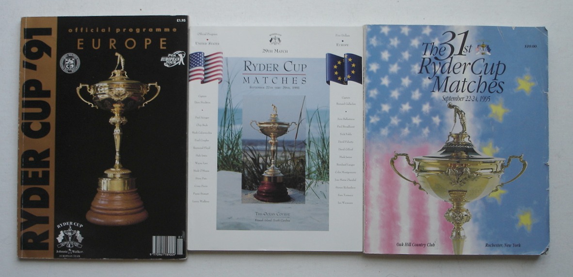 Image for Ryder Cup Matches, Lot of 3 Official Programs, 1991 & 1995